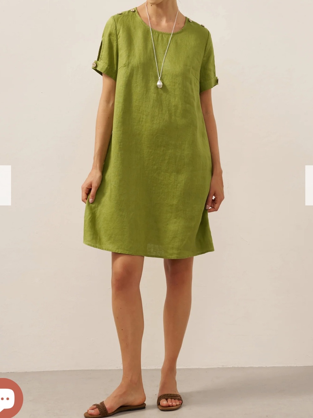 Lintico 100% Linen Buttoned Cutout Sleeve Mini Dress LIA size Large NEW